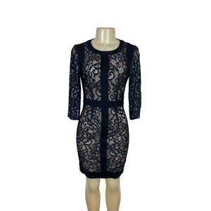 Laundry By Shelli Segal Womens Black Lace Bodycon Dress With Coss Detail Sz 0